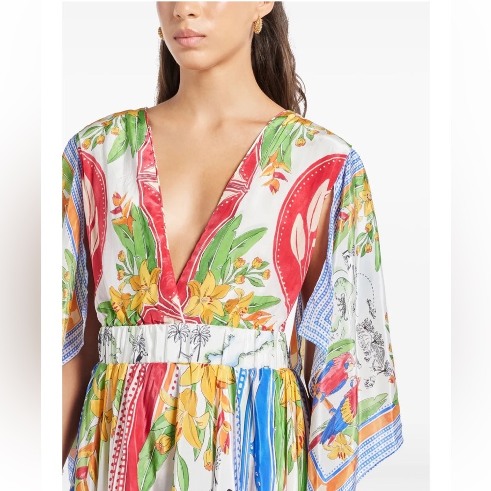 NWT FARM Rio Tropical Destination Kimono Sleeve midi dress - Picture 4 of 10